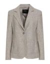 Seventy Venezia Woman Blazer Taupe Size 12 Acrylic, Virgin Wool, Polyester In Gray