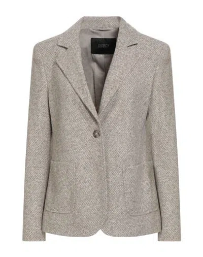 Seventy Venezia Woman Blazer Taupe Size 12 Acrylic, Virgin Wool, Polyester In Gray