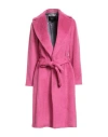 Seventy Venezia Woman Coat Magenta Size 6 Alpaca Wool, Virgin Wool In Pink