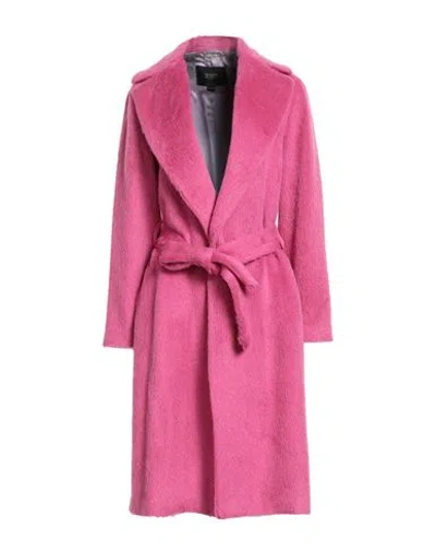 Seventy Venezia Woman Coat Magenta Size 6 Alpaca Wool, Virgin Wool In Pink