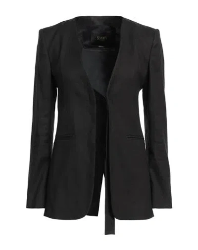 Seventy Venezia Woman Jacket Black Size 6 Linen, Cotton, Elastane