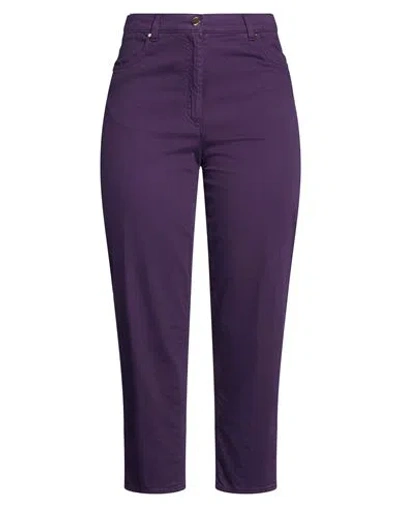 Seventy Venezia Woman Jeans Purple Size 8 Cotton, Elastane
