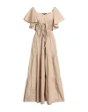 Seventy Venezia Woman Maxi Dress Beige Size 6 Cotton In Neutral