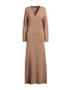 Seventy Venezia Woman Maxi Dress Camel Size S Wool, Acrylic, Polyester In Brown