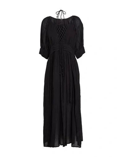 Seventy Venezia Woman Maxi Dress Dark Purple Size 6 Viscose, Cotton In Black