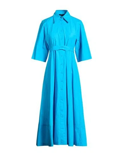 Seventy Venezia Woman Midi Dress Azure Size 8 Cotton In Multi