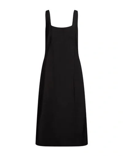 Seventy Venezia Woman Midi Dress Black Size 12 Linen, Cotton, Elastane