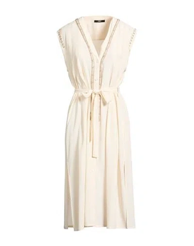 Seventy Venezia Woman Midi Dress Cream Size 4 Acetate, Silk In White