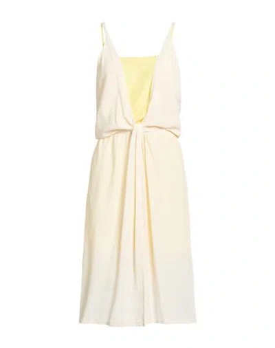 Seventy Venezia Woman Midi Dress Cream Size 6 Acetate, Silk In Multi