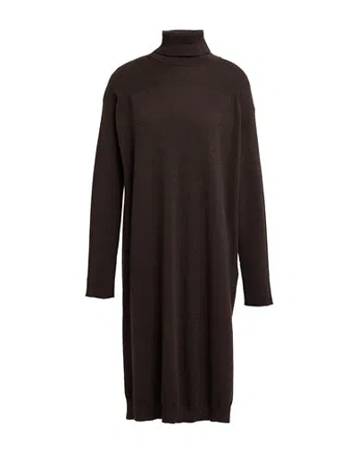 Seventy Venezia Woman Midi Dress Dark Brown Size 8 Wool, Cashmere
