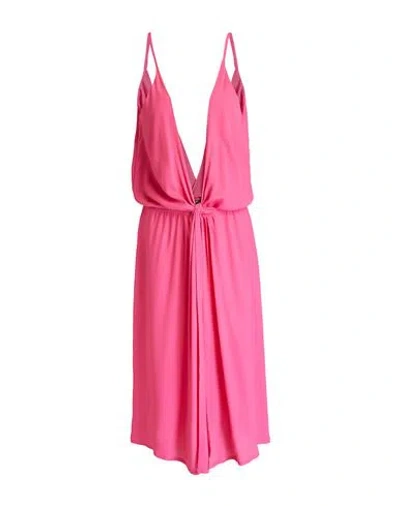 Seventy Venezia Woman Midi Dress Fuchsia Size 8 Acetate, Silk In Pink