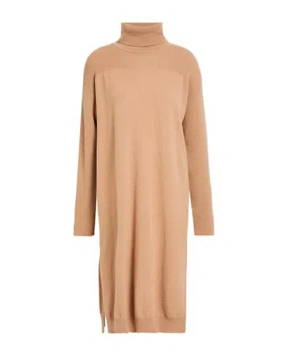 Seventy Venezia Woman Midi Dress Sand Size 12 Wool, Cashmere In Brown