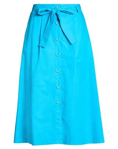 Seventy Venezia Woman Midi Skirt Azure Size 10 Cotton In Blue