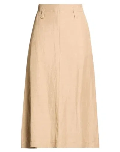 Seventy Venezia Woman Midi Skirt Beige Size 6 Bamboo, Linen In Neutral