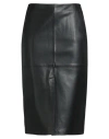 Seventy Venezia Woman Midi Skirt Dark Brown Size 10 Sheepskin In Black