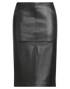 Seventy Venezia Woman Midi Skirt Dark Brown Size 10 Sheepskin In Black