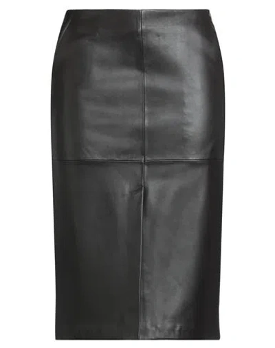 Seventy Venezia Woman Midi Skirt Dark Brown Size 10 Sheepskin In Black