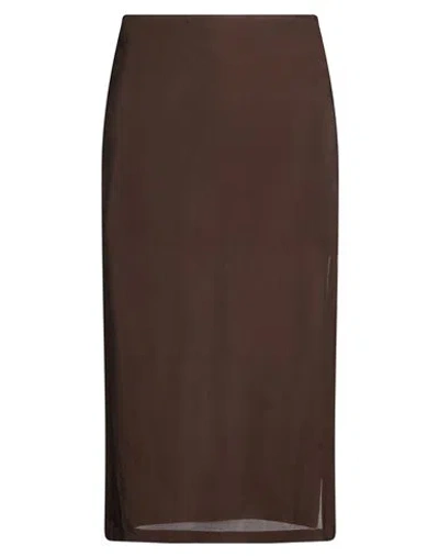Seventy Venezia Woman Midi Skirt Dark Green Size 6 Viscose In Brown