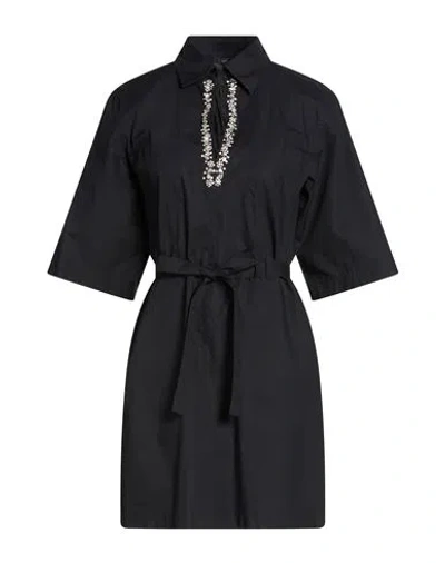 Seventy Venezia Woman Mini Dress Black Size 6 Cotton, Glass
