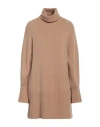 Seventy Venezia Woman Mini Dress Camel Size L Wool, Cashmere In Beige