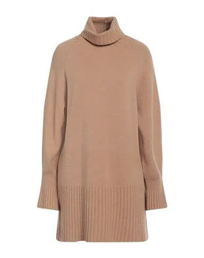 Seventy Venezia Woman Mini Dress Camel Size L Wool, Cashmere In Beige