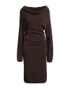 Seventy Venezia Woman Mini Dress Chocolate Brown Size M Viscose, Polyester, Polyamide