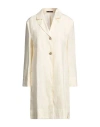 Shop Seventy Venezia Woman Overcoat & Trench Coat Cream Size 10 Linen In White
