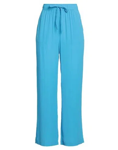 Seventy Venezia Woman Pants Azure Size 6 Acetate, Silk In Blue