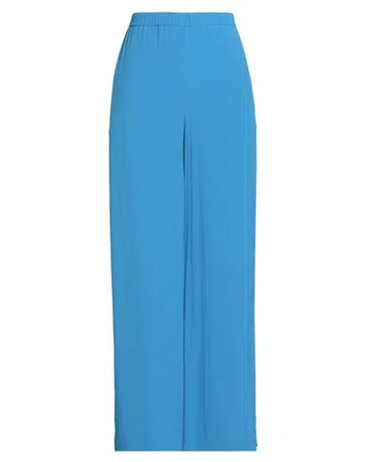 Seventy Venezia Woman Pants Azure Size 8 Acetate, Silk In Blue