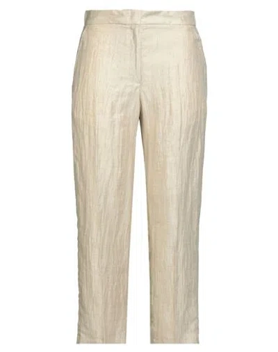 Seventy Venezia Woman Pants Beige Size 8 Linen, Polyamide In Sand