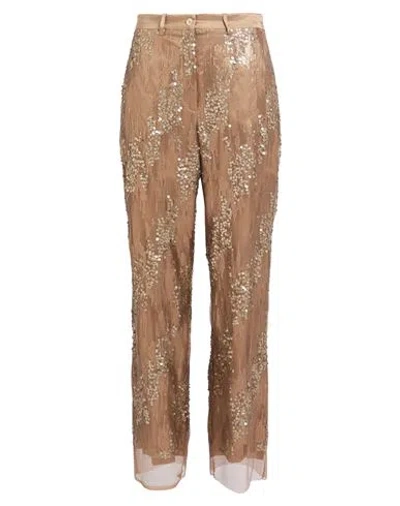 Seventy Venezia Woman Pants Copper Size 8 Polyester In Gold