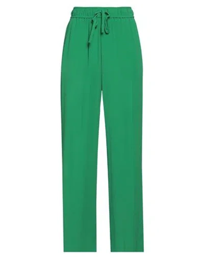Seventy Venezia Woman Pants Green Size 4 Acetate, Silk