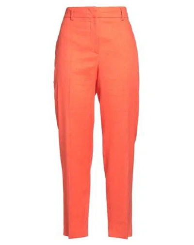 Seventy Venezia Woman Pants Orange Size 12 Linen, Cotton, Elastane