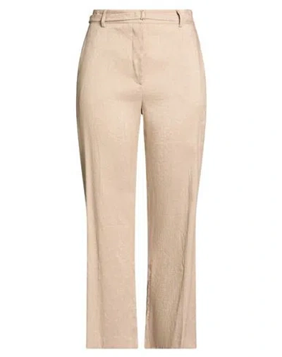 Seventy Venezia Woman Pants Sand Size 10 Linen, Viscose, Polyamide, Polyester In Beige