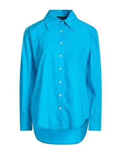 Seventy Venezia Woman Shirt Azure Size 10 Cotton In Blue