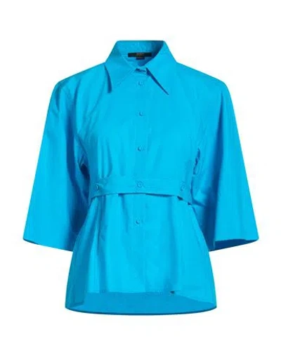 Seventy Venezia Woman Shirt Azure Size 12 Cotton In Blue