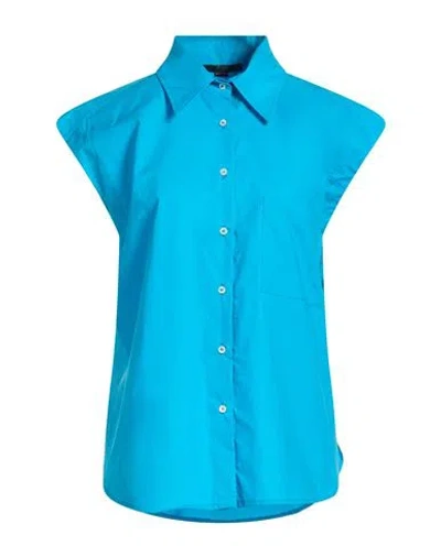 Seventy Venezia Woman Shirt Azure Size 12 Cotton In Blue