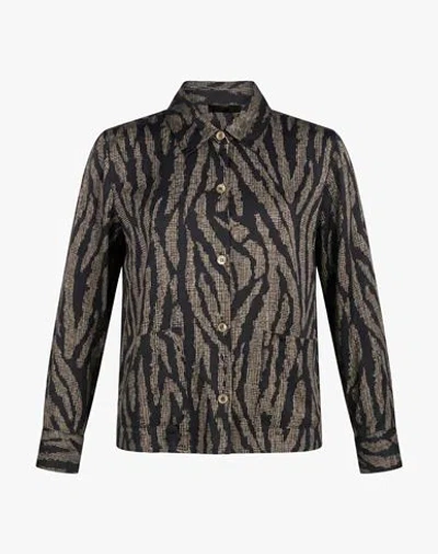 Seventy Venezia Woman Shirt Black Size 4 Viscose In Animal Print