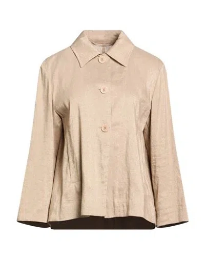Seventy Venezia Woman Shirt Gold Size 12 Linen, Viscose, Polyamide, Polyester In Brown