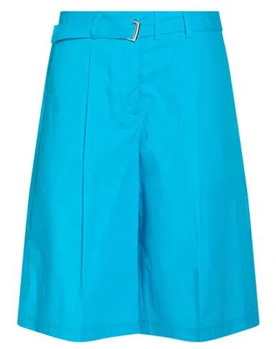 Seventy Venezia Woman Shorts & Bermuda Shorts Azure Size 6 Cotton In Blue