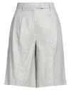 Seventy Venezia Woman Shorts & Bermuda Shorts Light Grey Size 6 Linen, Viscose, Polyester, Polyamide In Gray