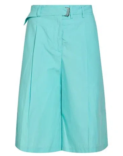 Seventy Venezia Woman Shorts & Bermuda Shorts Turquoise Size 12 Cotton In Blue