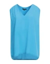 Seventy Venezia Woman Top Azure Size 10 Acetate, Silk In Blue