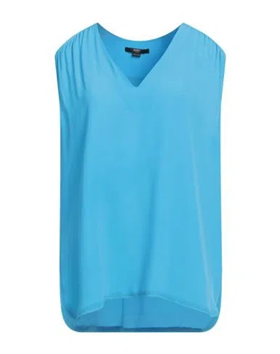 Seventy Venezia Woman Top Azure Size 10 Acetate, Silk In Blue