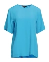Seventy Venezia Woman Top Azure Size 10 Acetate, Silk In Blue