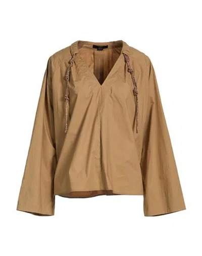 Seventy Venezia Woman Top Khaki Size 4 Cotton, Elastane In Brown