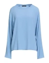 Seventy Venezia Woman Top Light Blue Size 8 Acetate, Silk In Blue