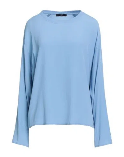 Seventy Venezia Woman Top Light Blue Size 8 Acetate, Silk