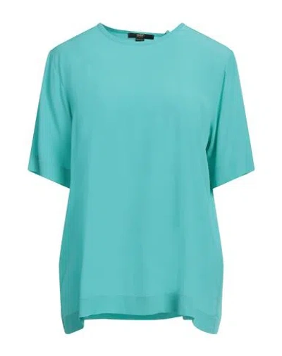 Seventy Venezia Woman Top Turquoise Size 10 Acetate, Silk In Blue