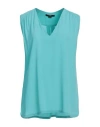 Seventy Venezia Woman Top Turquoise Size 8 Acetate, Silk In Blue